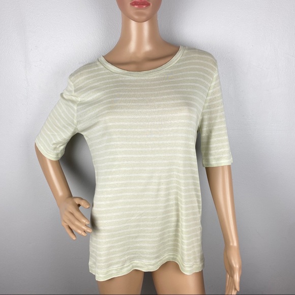 NEW VINCE STRIPED COTTON CREW NECK TEE - Picture 2 of 9